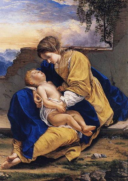 Orazio Gentileschi Madonna and Child in a Landscape France oil painting art